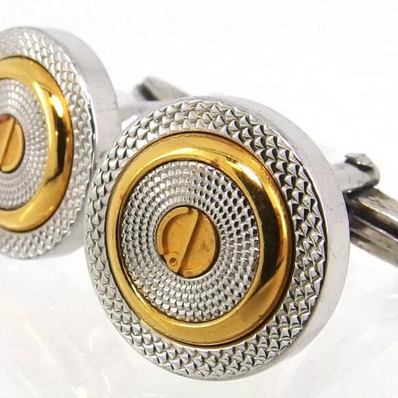 dunhill cuff d mark Silver & Gold Hardware Authentic used T17357 - Picture 2 of 9